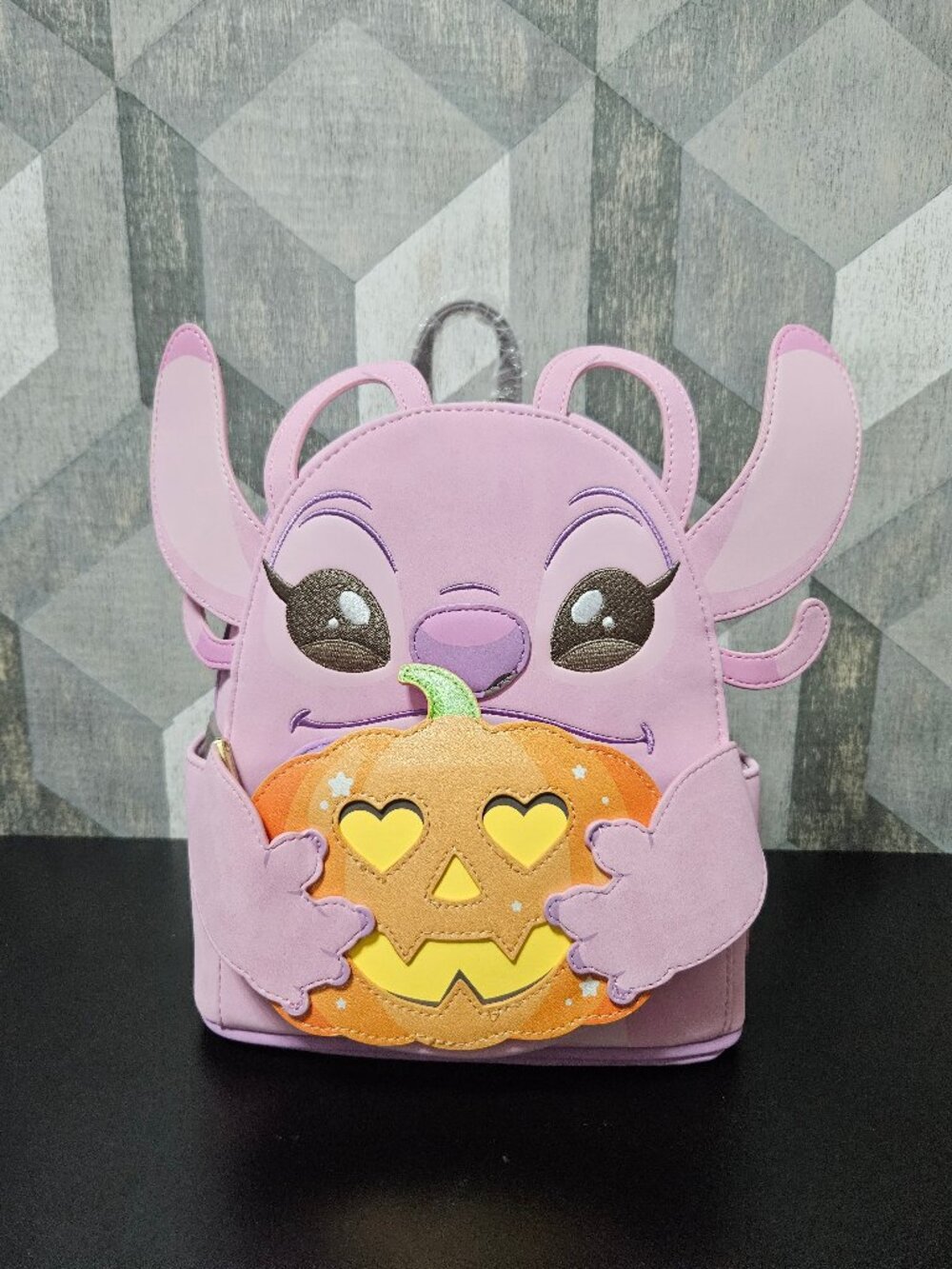 NWT Loungefly Disney Stitch Angel Pumpkin Glow Dark Halloween Mini Backpack